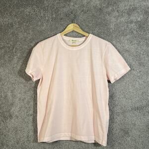 Madewell Slim Shrunken Tee Women’s XS Washed Light Pink Cotton T-Shirt Fitted